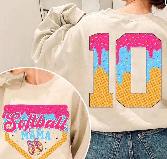 Softball Mama Drip Waffle T-Shirt